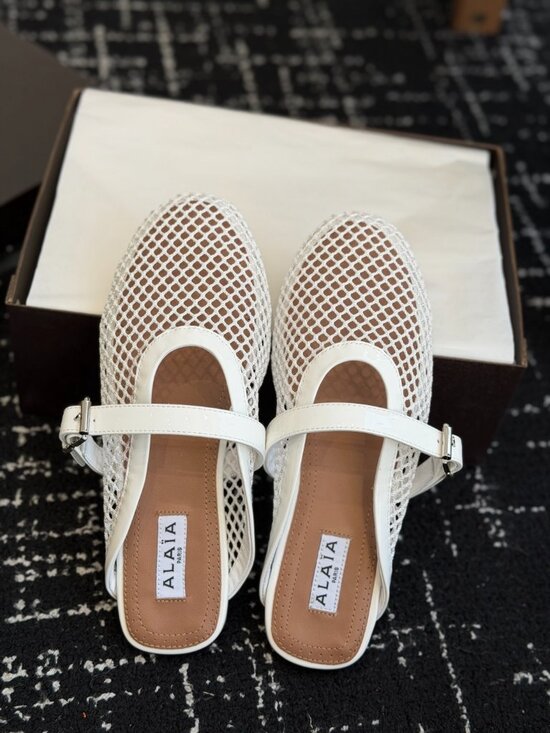 Alaïa White Mesh Mary Jane Muller Slippers - Picture 4 of 9